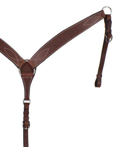 Showman Double Stitched Dark Brown Leather Breast Collar