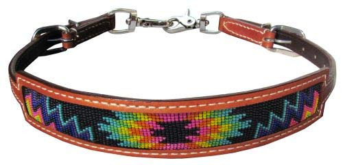 Showman Medium Leather Wither Strap w/ Rainbow Navajo Design Inlay