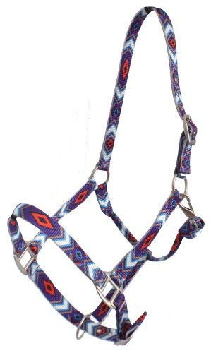 Showman Premium Nylon Horse Halter w/ Purple & Red Diamond Design