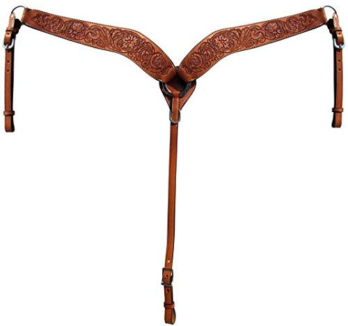 Showman Argentina Cow Medium Leather Floral Tooled Contoured Breast Collar