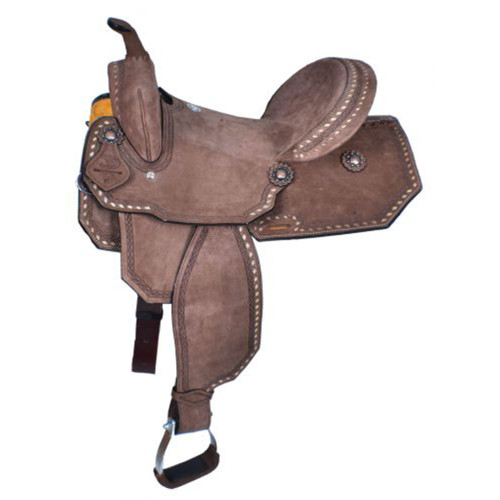 15" Double T Chocolate Brown Roughout Barrel Style Saddle 15" Double T Chocolate Brown Roughout Barrel Style Saddle