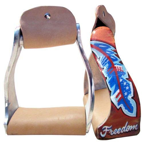 Showman Lightweight Twisted Angled Aluminum Stirrups w/ "Freedom" Feather Design