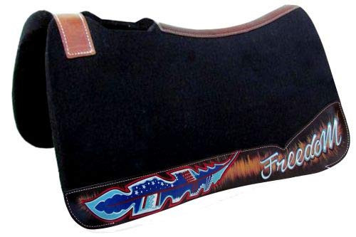 Showman 31" x 32" Black Felt Saddle Pad w/ "Freedom" Design