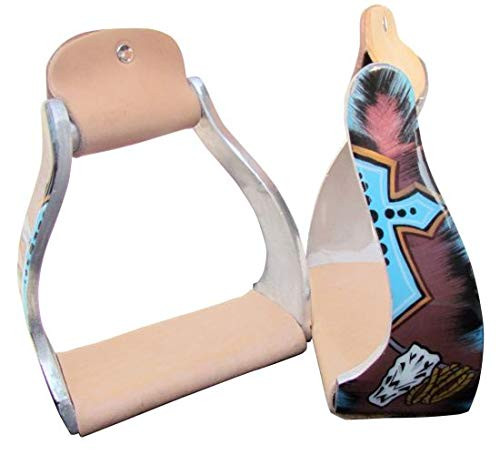 Showman Lightweight Twisted Angled Aluminum Stirrups w/ Cross & Steer Head Design