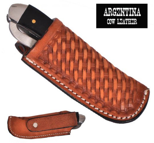 Showman Argentina Cow Leather Knife Sheath w/ Basket Weave Tooling