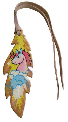 Leather Hand Painted Unicorn Tie-On Feather