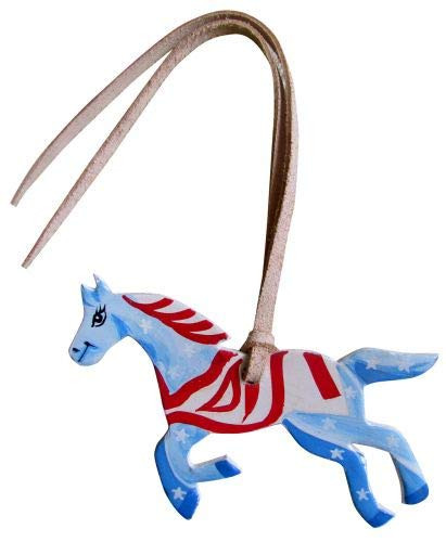 Leather Hand Painted Red, White & Blue Tie-On Horse