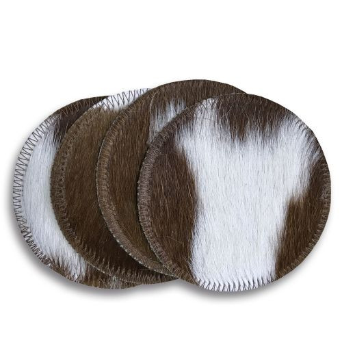 Brown & White Cowhide Coasters