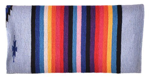 Acrylic Top Saddle Blanket w/ Light Blue Serape Design