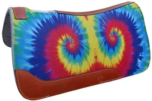 Showman 31" x 32" Tie Dye Print Solid Felt Saddle Pad