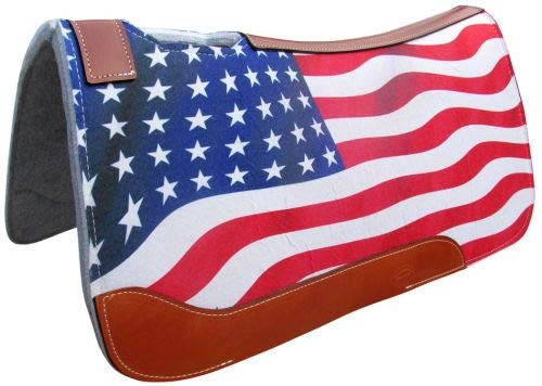 Showman 31" x 32" American Flag Print Solid Felt Saddle Pad