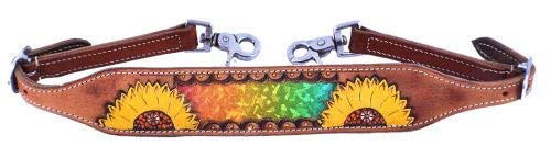 Showman Painted Sunflower Wither Strap w/ Multi-Colored Metallic Inlay