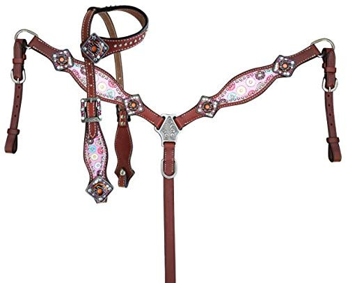 Showman Pony Donut Print Leather Headstall & Breast Collar Set