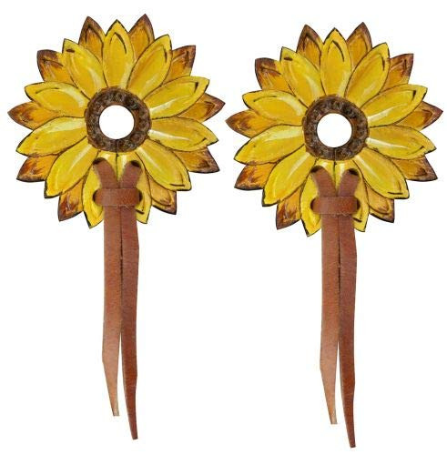 Showman Hand Painted Sunflower Leather Bit Guards