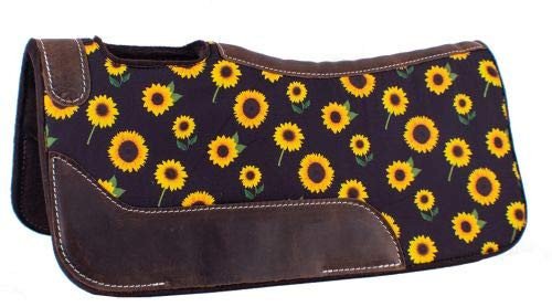 Showman Pony 24" x 24" Brown Felt Saddle Pad w/ Sunflower Design