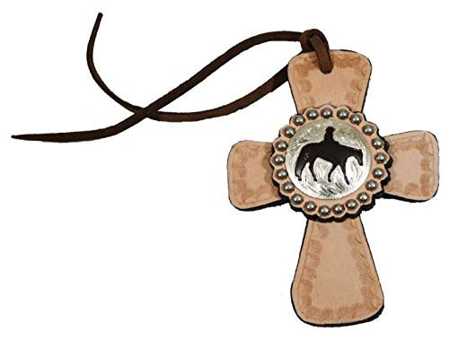 Showman Leather Tie-On Cross w/ Silver Pleasure Horse Concho