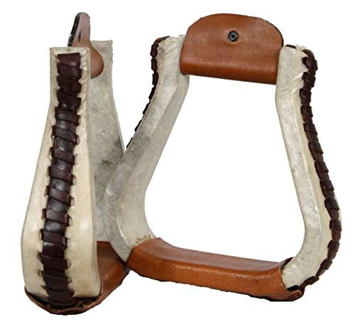 Showman Rawhide Covered Western Stirrups w/ Leather Lacing