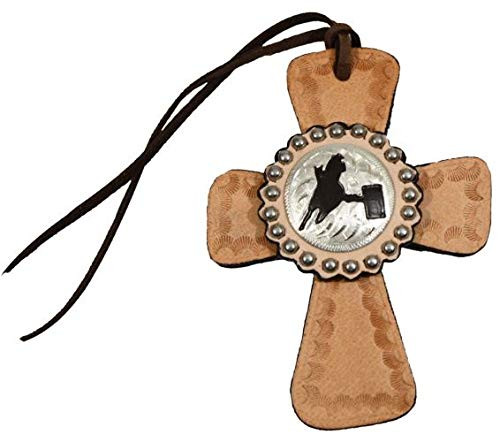 Showman Leather Tie-On Cross w/ Silver Barrel Racer Concho