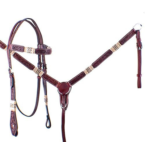 Showman Rawhide Braided Leather Headstall & Breast Collar Set