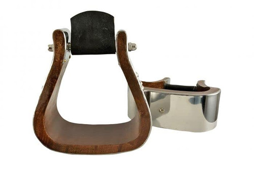 Showman Stainless Steel Bound Wood Saddle Stirrups w/ 3" Tread