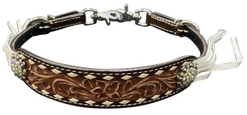 Showman Two-Tone Floral Tooled Leather Wither Strap