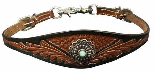 Showman Two-Tone Tooled Leather Wither Strap