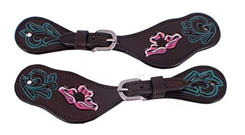 Showman Ladies Argentina Cow Leather Spur Straps w/ Flower Design