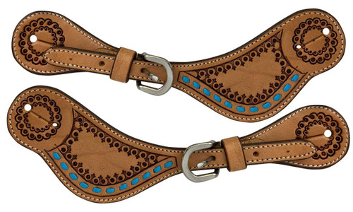 Showman Ladies Embossed Argentina Cow Leather Spur Straps