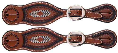 Showman Youth Embossed Argentina Cow Leather Spur Straps