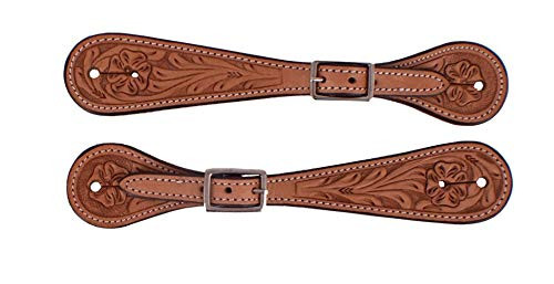 Showman Men's Light Argentina Cow Leather Spur Straps w/ Floral Tooling