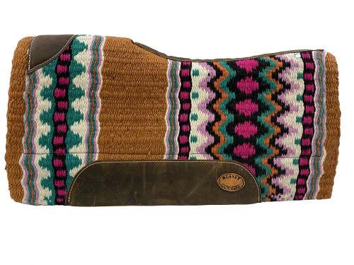 Klassy Cowgirl Barrel Style Rust/Pink/Teal Memory Felt Saddle Pad