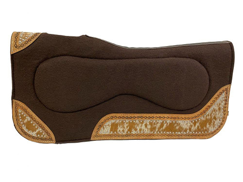 Showman 32" x 31" Built Up Brown Felt Saddle Pad w/ Hair-On Cowhide Overlay