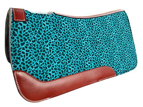 Showman 31" x 32" Teal Cheetah Print Solid Felt Saddle Pad