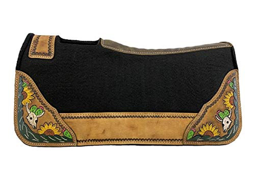 Showman Pony Felt Saddle Pad w/ Hand Painted Cactus, Skull & Sunflower Design