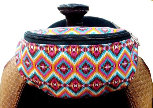 Showman Bright Aztec Print Insulated Nylon Saddle Pouch