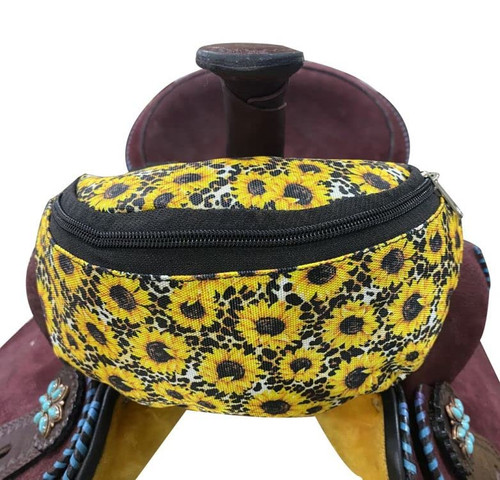 Showman Sunflower & Cheetah Print Insulated Nylon Saddle Pouch