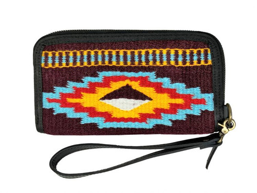 Showman Burgundy Southwest Design Wool Saddle Blanket Wallet