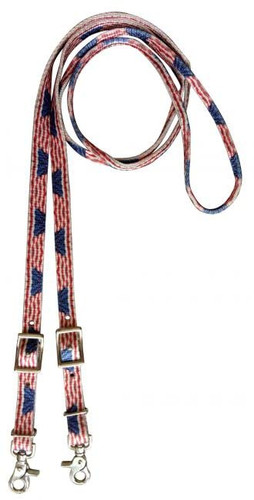 Showman 3/4" x 8' American Flag Nylon Contest Reins