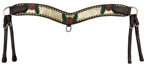 Showman Leather Tripping Collar w/ Painted Roses & Gold Snakeskin