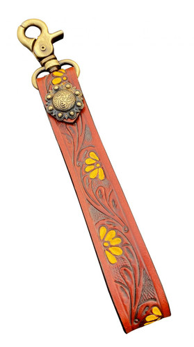 Showman Leather Sunflower Tooled Keychain Wristlet