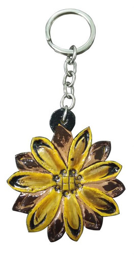 Showman Cut-Out Leather Sunflower Keychain