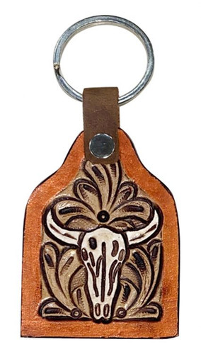 Showman Cow Tag Skull Keychain