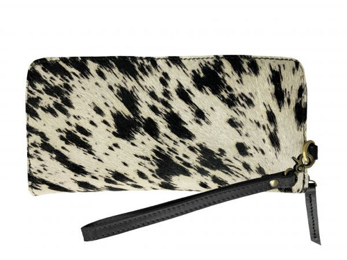 Showman Black & White Hair-on Cowhide Clutch Wristlet