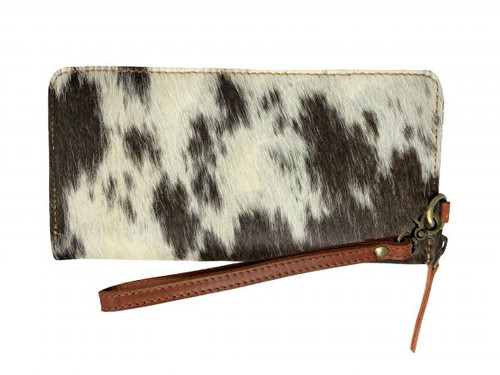 Showman Brown & White Hair On Cowhide Clutch Wristlet