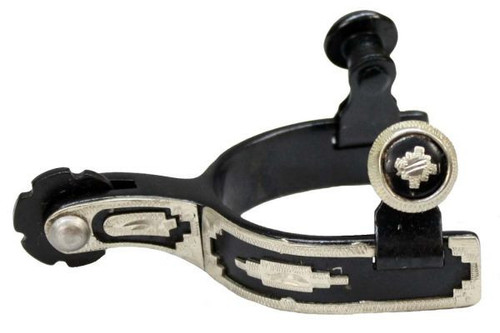 Showman Toddler Size Black Steel Show Spurs w/ Silver Trim