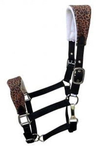 Showman Nylon Bronc Halter w/ Padded Cheetah Crown & Noseband