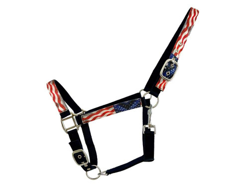 Nylon Halter w/ American Flag Design Overlay