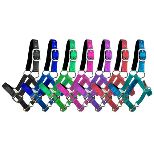 Pony Neoprene Lined Nylon Adjustable Halter w/ Glitter Overlay