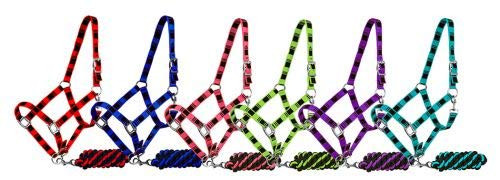 3-Ply Nylon Adjustable Halter w/ Embroidered Check Pattern & Lead