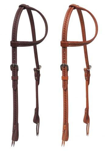 Showman Single Ear Argentina Cow Leather Headstall w/ Basketweave Tooling